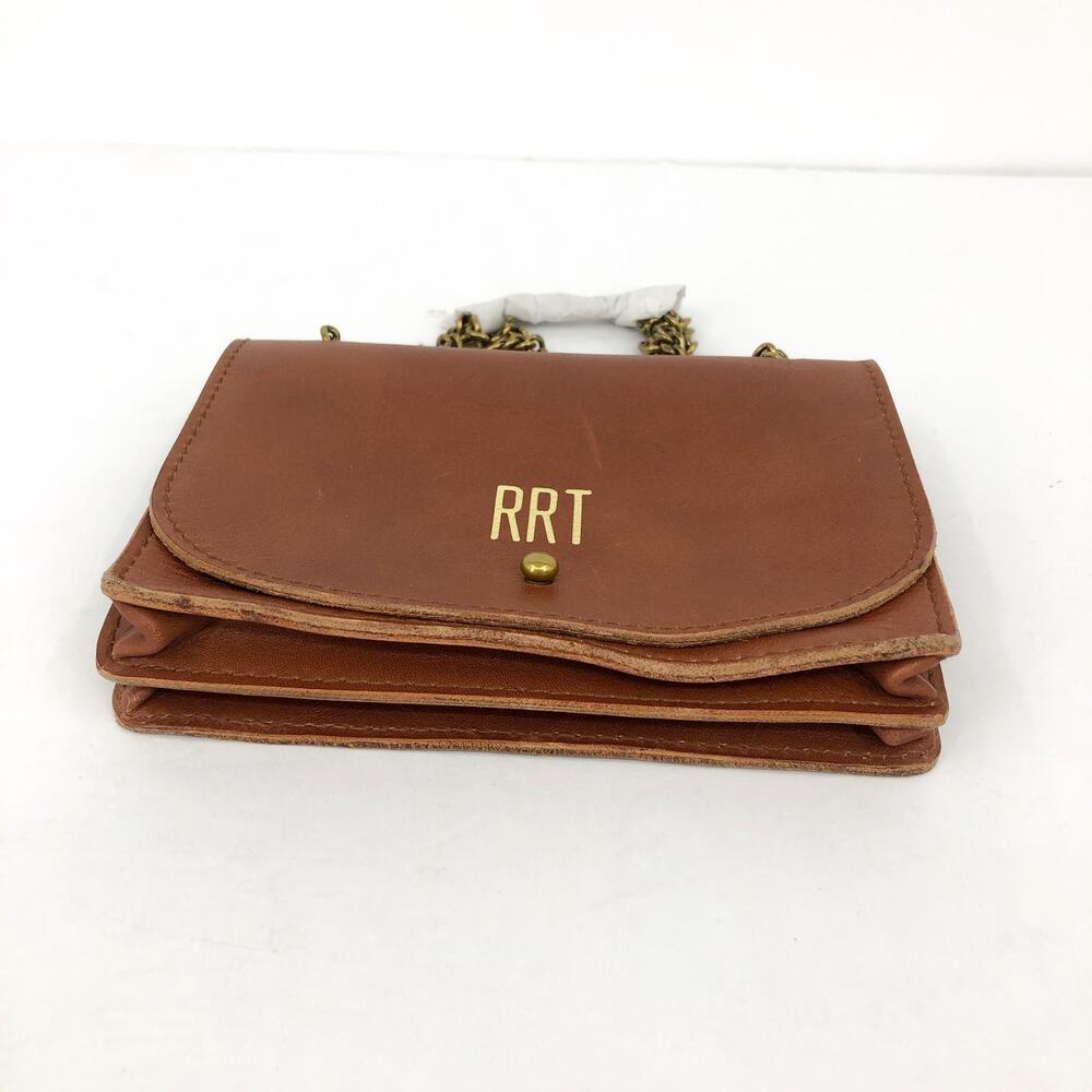 MADEWELL The Chain Crossbody Bag Tan Brown English Saddle Leather Monogram NWT - Picture 2 of 6